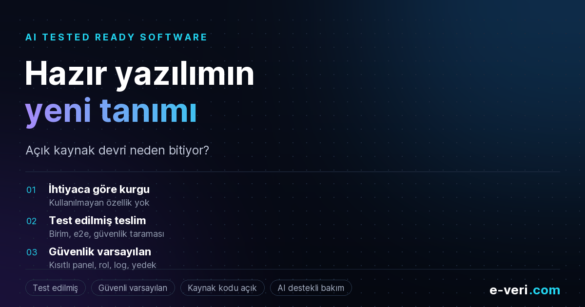 AI tested ready software — hazır yazılımın yeni tanımı