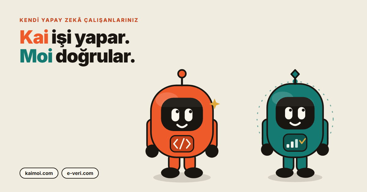 Kai ve Moi, KaiMoi'nin iki yapay zekâ çalışanı: Kai işi yapar, Moi doğrular