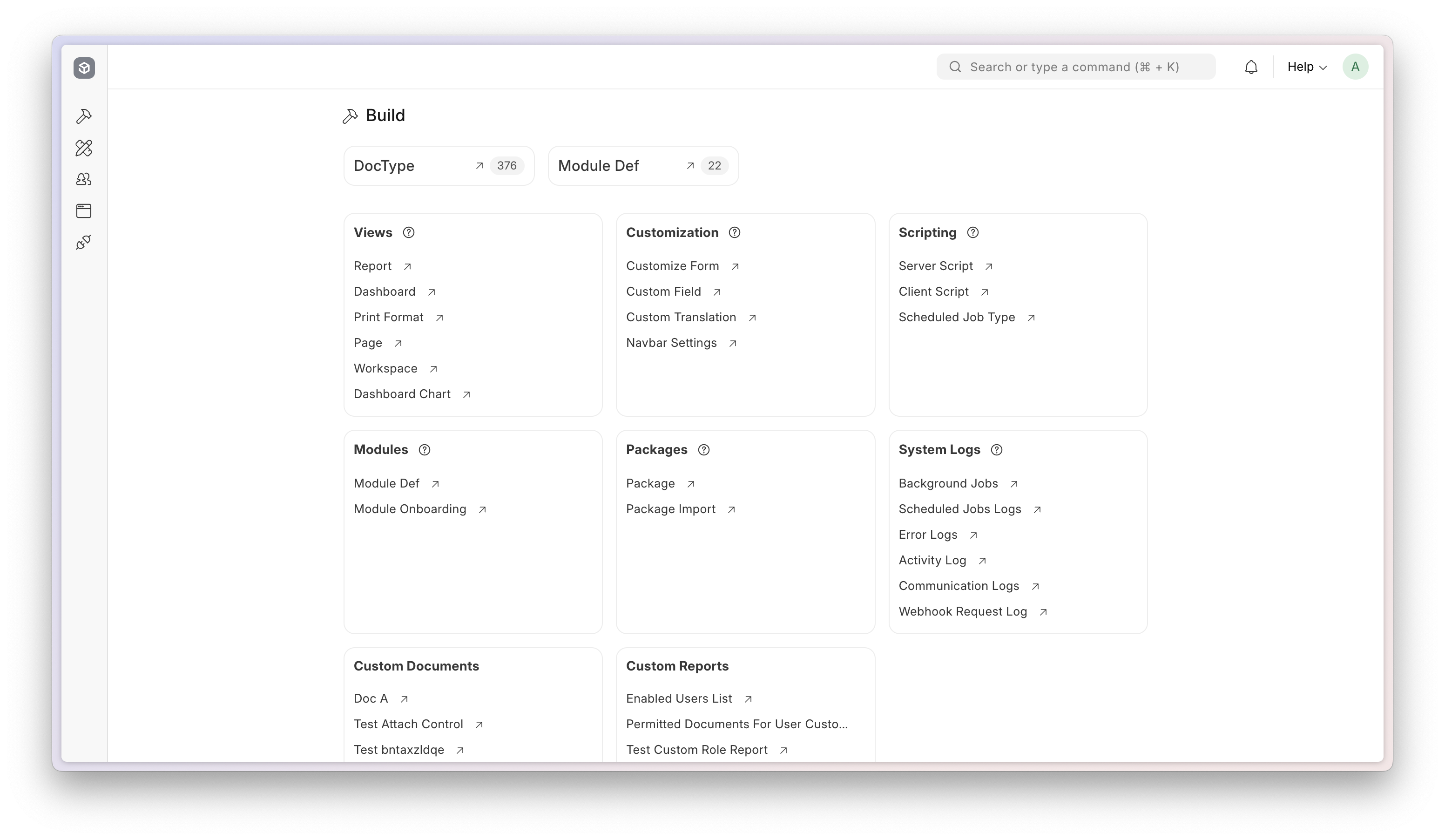 Frappe Framework arayüz genel görünümü