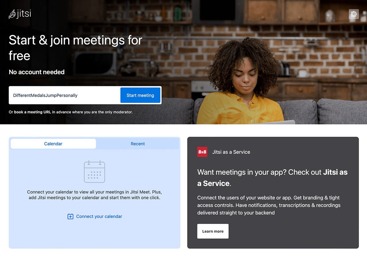 Jitsi Meet toplantı başlatma ekranı