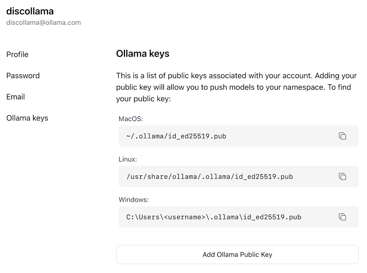 Ollama API anahtarları yönetimi