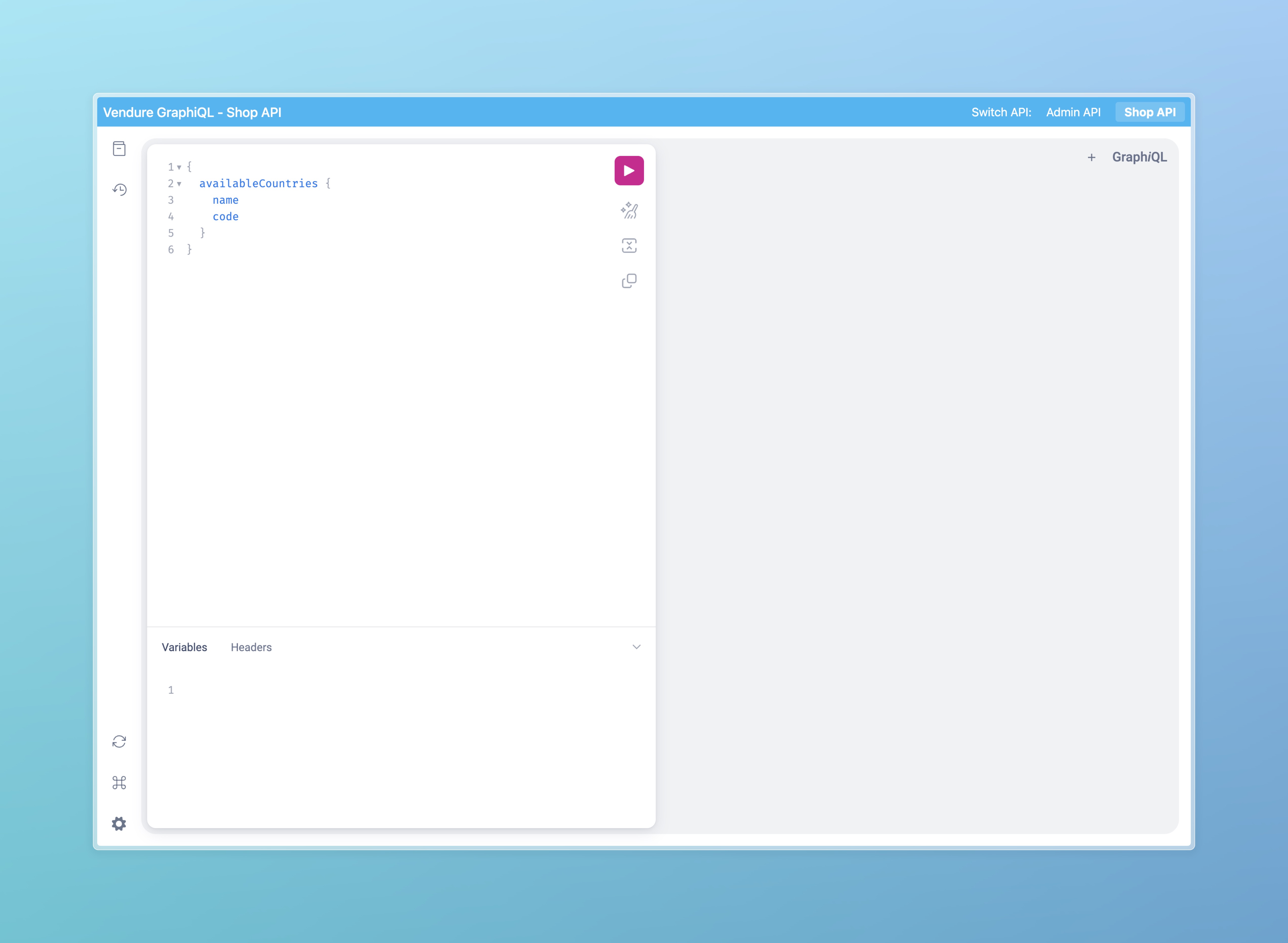 Vendure GraphiQL sorgu arayüzü
