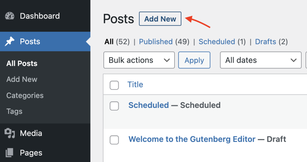 WordPress yönetim panelinden yeni yazı ekleme