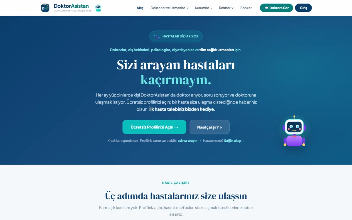 DoktorAsistan ana sayfası